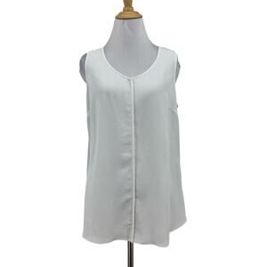 Cabi Blouse Women M Medium White Black Domino Split Mesh Back Hi Low Mesh Panel